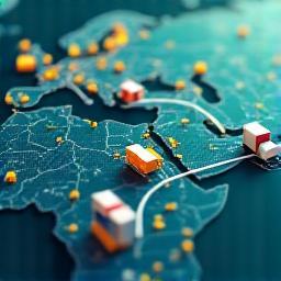 Logistics network map with book icons